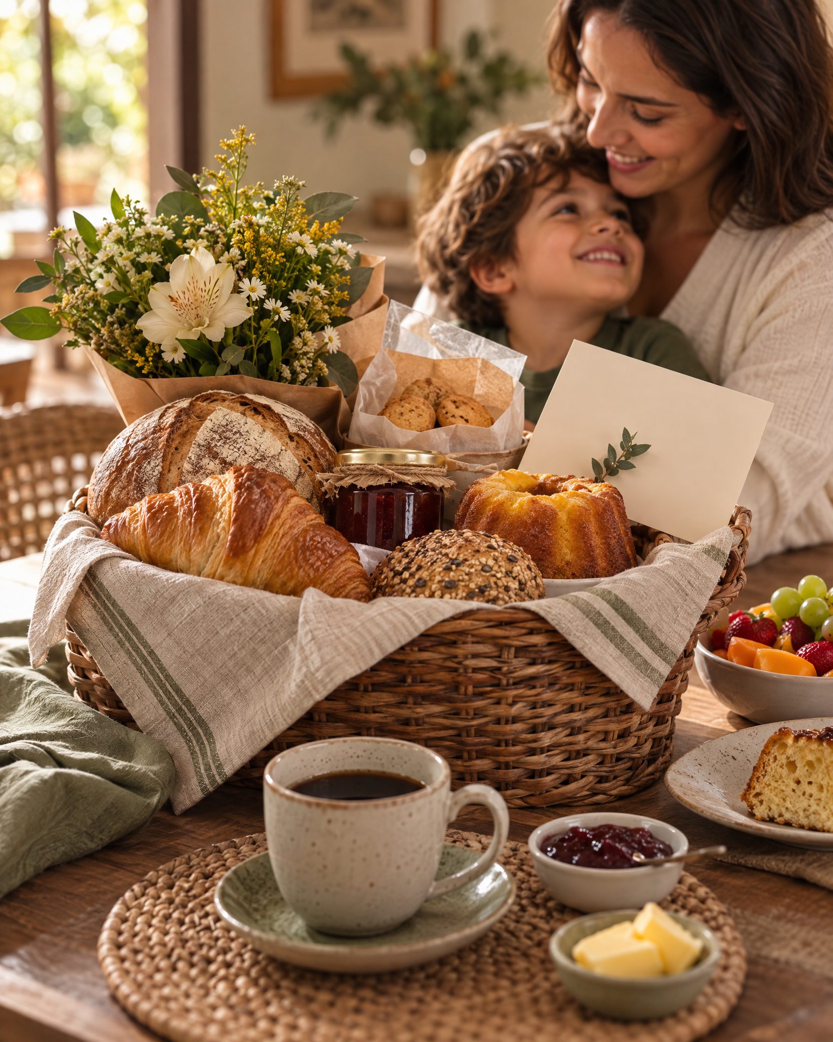 Cesta de café da manhã para presente